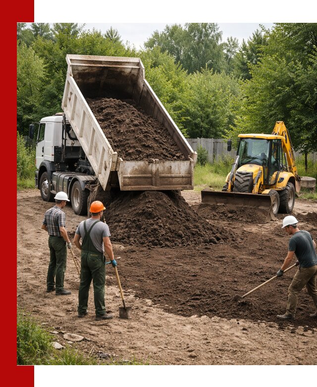 Доставка и укладка грунта для выравнивания участка в Балашове