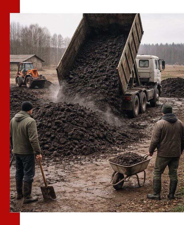 Доставка низинного торфа с разгрузкой и доставкой в Балашове