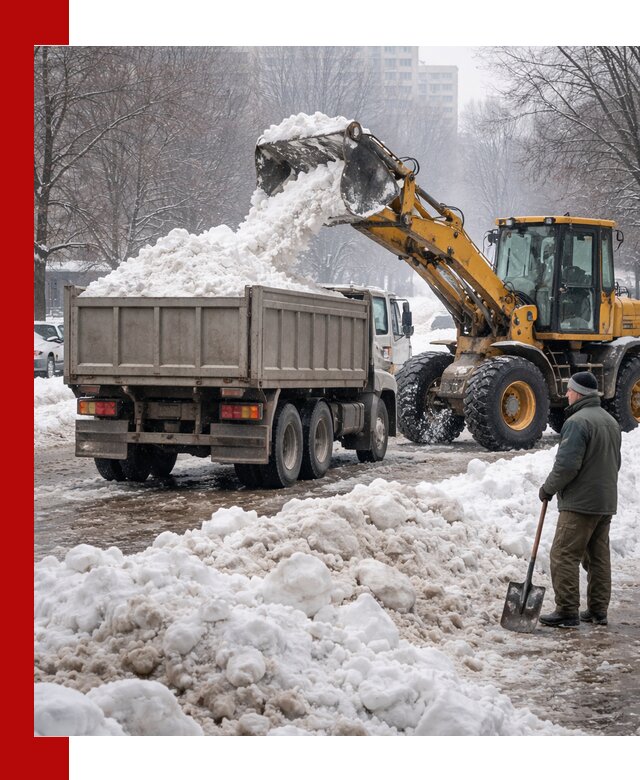Вывоз снега грузовой техникой в Балашове оперативно и чисто